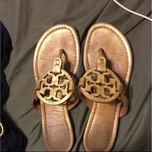 Gold Tory burch Miller sandals