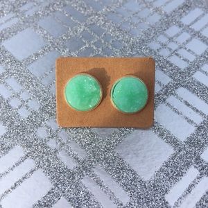 Mint Druzy Stud Earrings