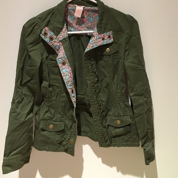 Candies Girl's Green Cargo Jacket w/decorative bow