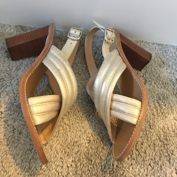 J.Crew Gold Leather Crisscross Strap Sandal
