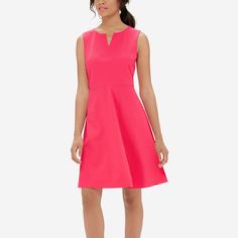 Bright pink fit and flare dress from The Limited
