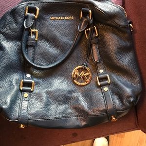 Michael Kors Navy Bedford Leather bowler satchel