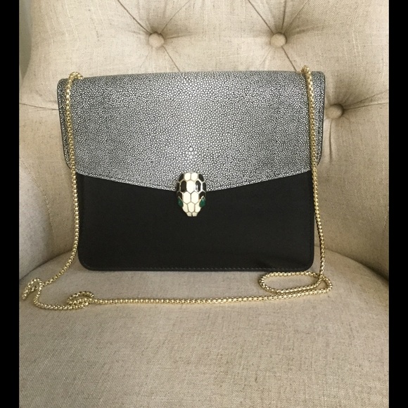 BVLGARI Calfskin Serpenti Flap Shoulder Bag