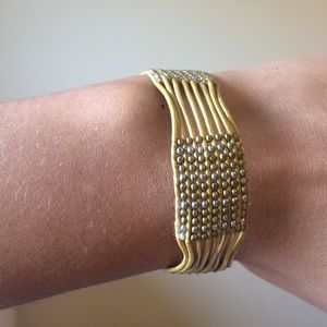 Handmade leather gold bracelet