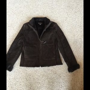 Women's Aldo Brown Suede Coat with Brown Fur