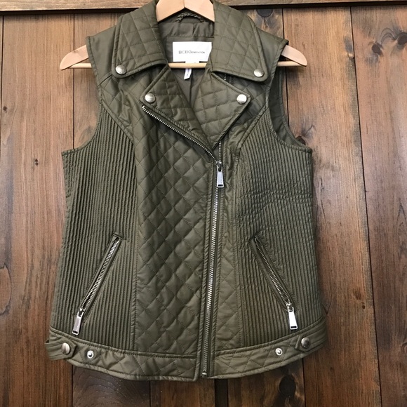 BCBGeneration olive faux leather vest