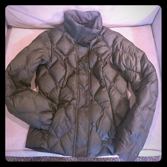 Olive Green Eddie Bauer Quilted Down Jacket