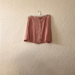 Blush button down skirt