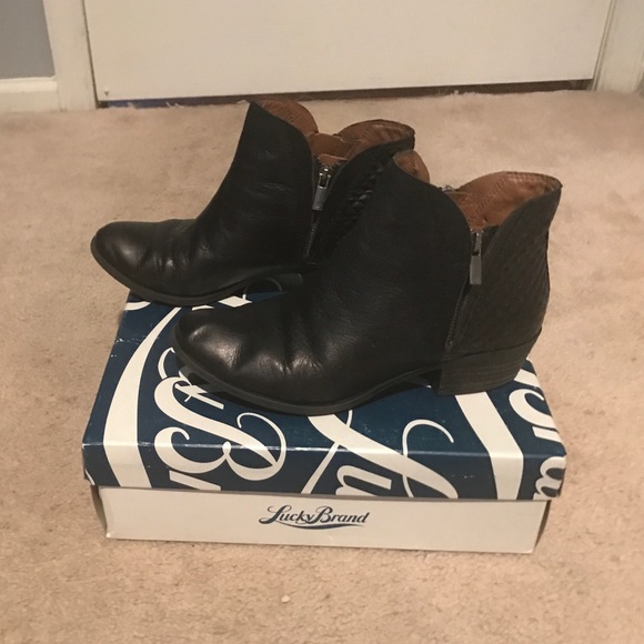 Luck brand black leather bootie