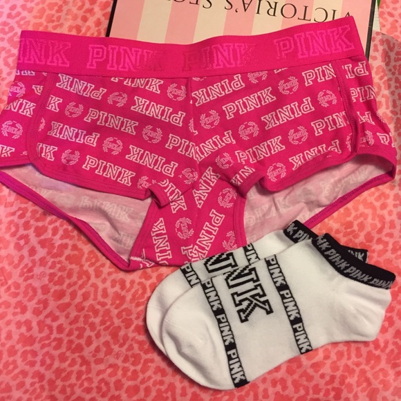 PINK Victoria's Secret Other - RARE HTF BOY SHORT AND SOCK BUNDLE