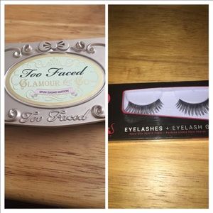 Too Faced Eyeshadow pallet and JCat Falsies