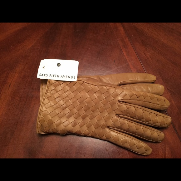 Saks Fifth Avenue Brown Leather Gloves