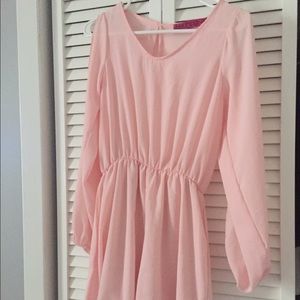 Boohoo light pink romper with slit sleeves