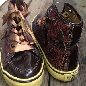 TRUE RELIGION sequin hightop sneakers with ribbons