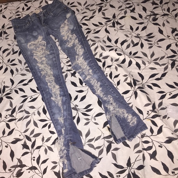 Distressed distorted denim