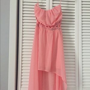 Strapless chiffon high low dress