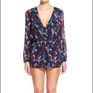 Lucca Couture Long Sleeve Print Surplice Romper