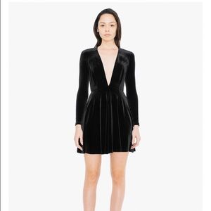 American Apparel Deep V Velvet Skater Dress