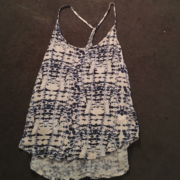 Ecote Blue and White Tie Dye Tank - S