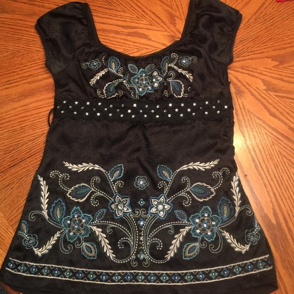 Black embroidered blouse