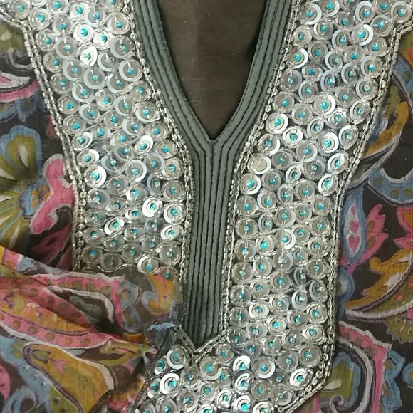 Paisley Beaded Collar Blouse size XL - Picture 2 of 4