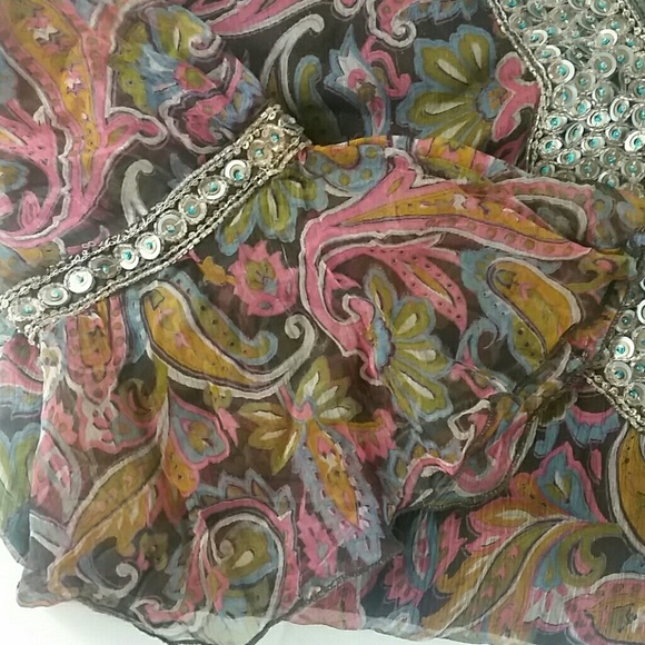 Paisley Beaded Collar Blouse size XL - Picture 3 of 4