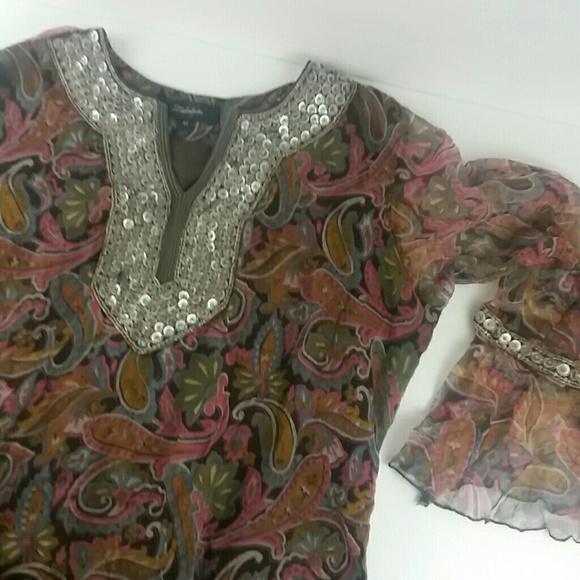 Paisley Beaded Collar Blouse size XL - Picture 4 of 4