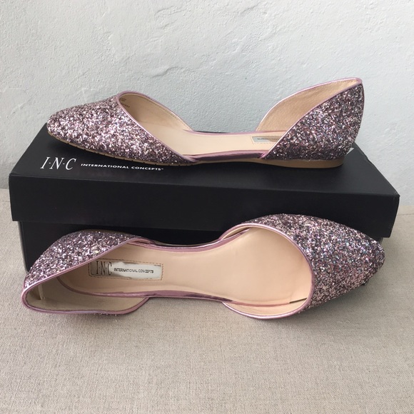 New! 💕INC Pink Sparkling ✨Glitter Flats Shoes💕✨