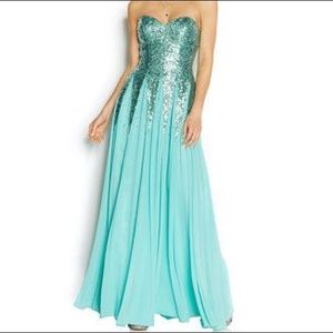 B Darlin Sequin Strapless Gown