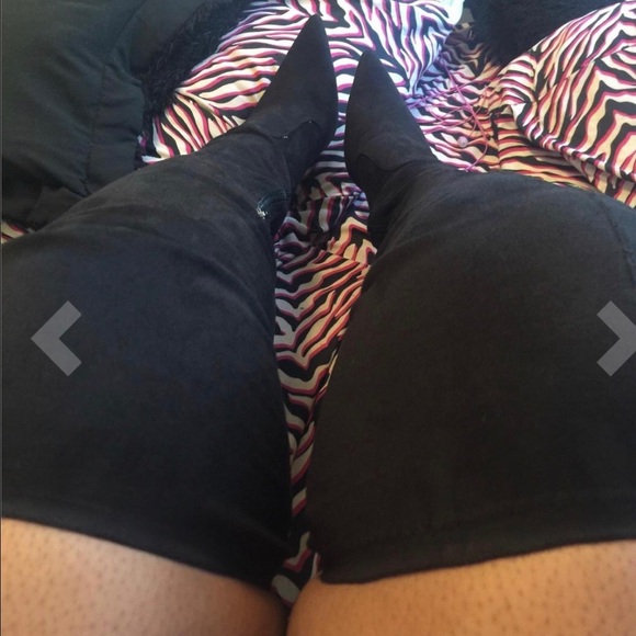 Thigh High Over the Knee Faux Suede Boots Black - Picture 2 of 2