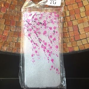 iPhone 7 Pink flowers clear silicone case.