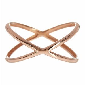 Rose gold cross over ring