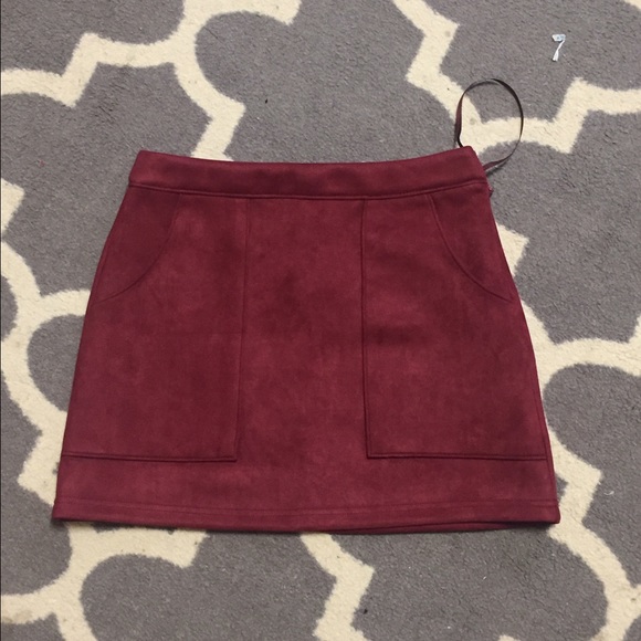 Lulu's Perf Wine Red Suede Mini Skirt