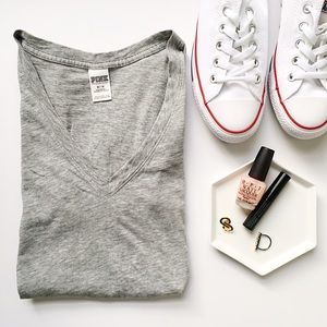 PINK Victoria's Secret Tops - PINK Victoria's Secret V-Neck Grey Tank