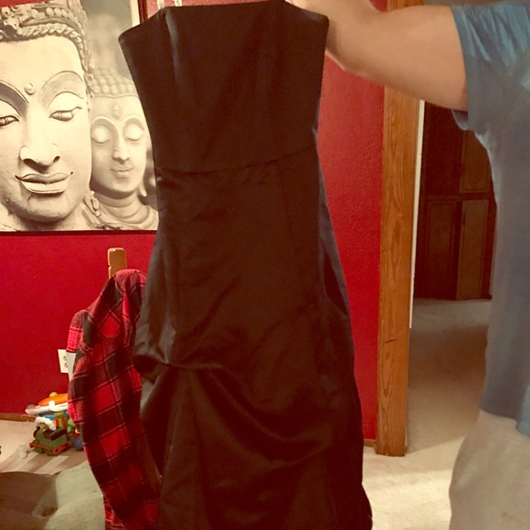 Long strapless black Davids Bridal gown