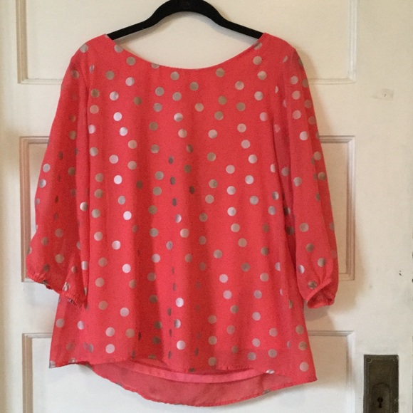 Long sleeve pokadot blouse