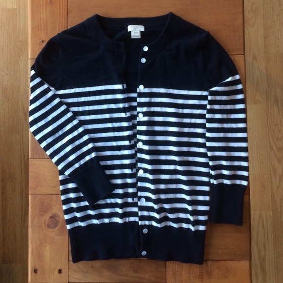 J Crew 'The Clare Cardigan' Navy/White Size XXS