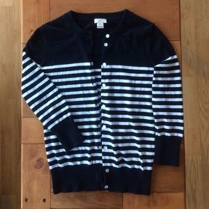 J Crew 'The Clare Cardigan' Navy/White Size XXS