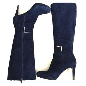 Navy Blue Suede Boots