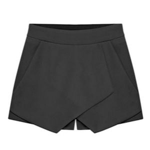 Black mini asymmetrical skort