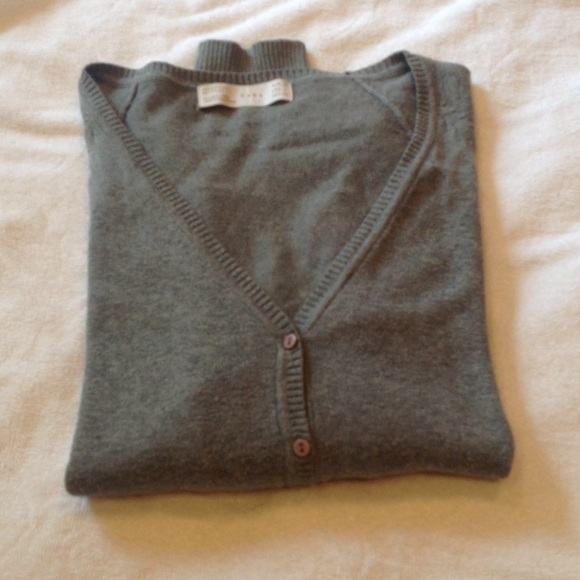 Zara Sweaters - Zara women's grey v-neck cardigan. Size L.