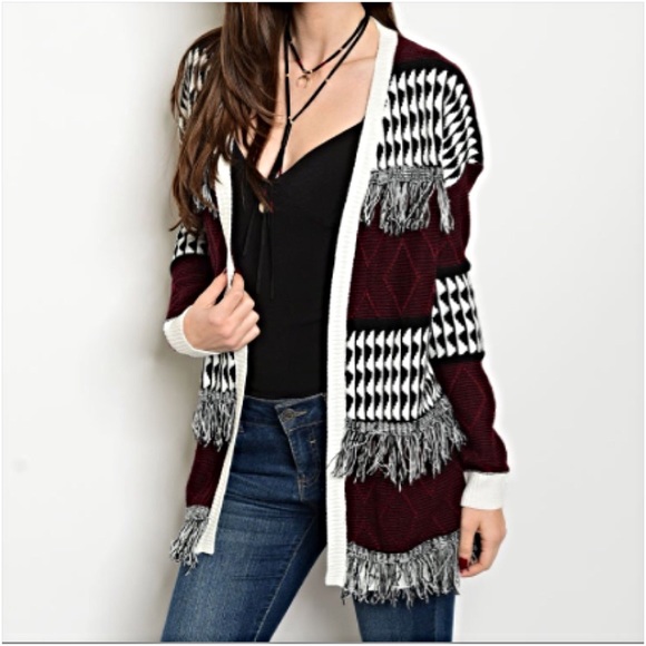 Adorable Bohemian Chic Fringe Cardi Sweater Sold - Picture 3 of 6