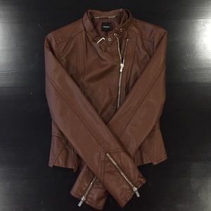 Brown faux leather jacket from express