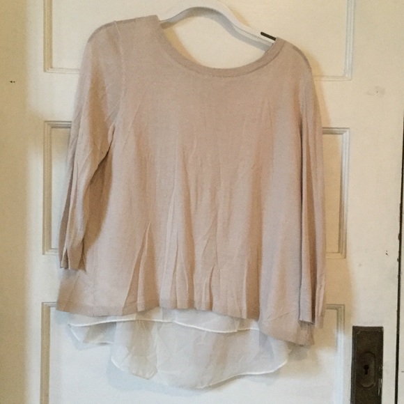 Tan sweater with white sheer underneath