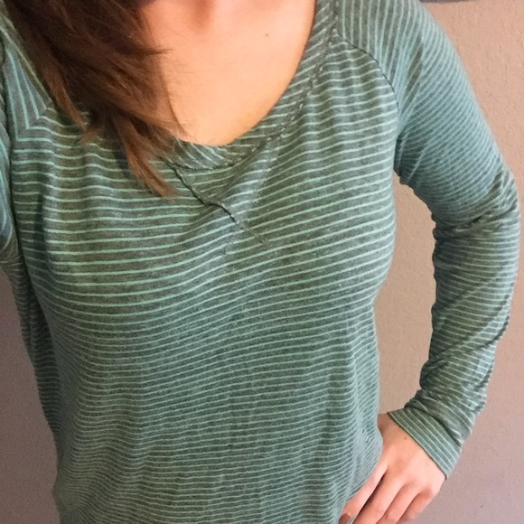 Teal and grey striped long sleeve
