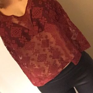Red lace Crop Top