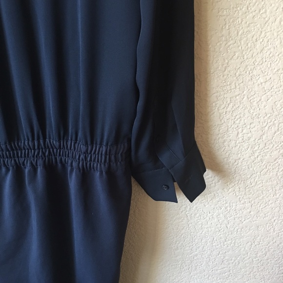 Vince Mixed Media Long Sleeve Jumpsuit Blue - Picture 4 of 4