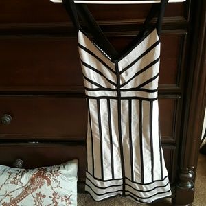 French Connection bandage silver and black dress