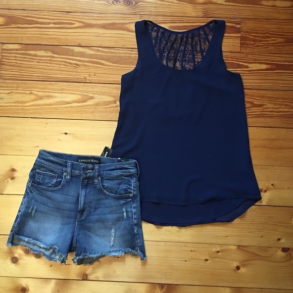 Navy blue high-low tank