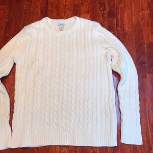 LL Bean cream cable knit sweater